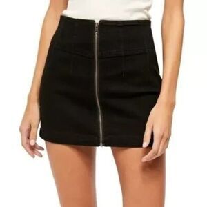 We The Free Womens Virgo Zip Up Denim Mini Skirt Black Wash 28 Free People